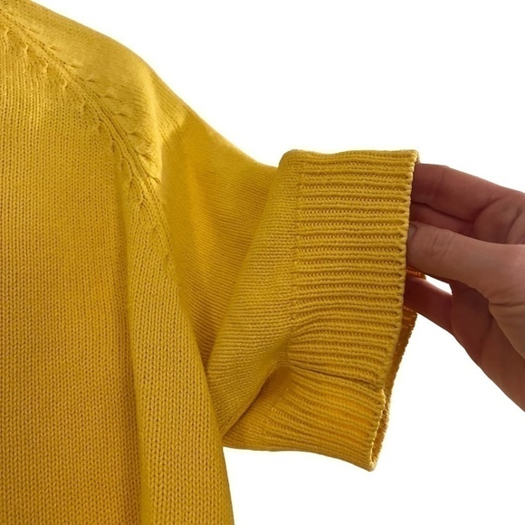 VINTAGE Hunt Club Yellow Knit Boxy Pull Over Sweater with Collar - Picture 5 of 12